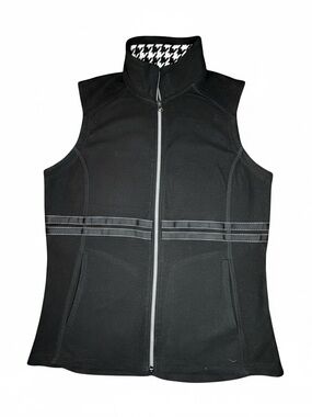 Pearly Vine Women's Black Fleece Zip Vest Detail Sz S Golfcore Athleisure Preppy